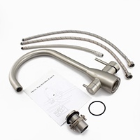 Haute qualité Satin brossé avec couvercle UV 304 acier inoxydable 3 voies robinet propre boire eau chaude froide évier mélangeur robinet de lavage
