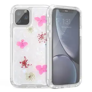 真正的花朵设计混合组合防震外壳适用于iPhone 15 14 Pro Max保护套