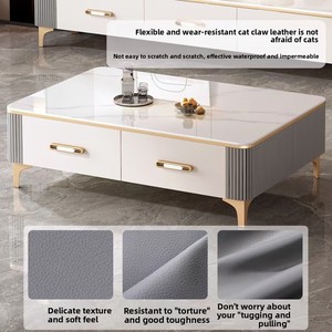 Tavolino da Caffè e Mobile TV <span class=keywords><strong>in</strong></span> Legno Massello con Piano <span class=keywords><strong>in</strong></span> Vetro Temperato - Design Moderno Minimalista di Lusso Leggero <span class=keywords><strong>per</strong></span> Piccoli Spazi - Product Image 3