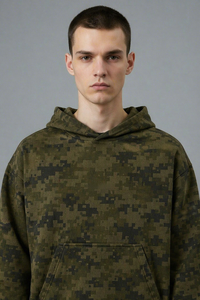 Sweat-shirt à capuche camouflage pour homme OEM ODM, style streetwear, avec poche kangourou, tricot d'automne, logo personnalisé - Product Image 5