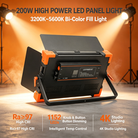 Lumière vidéo LED bicolore 200W pour studio, 3200K 5600K CRI 97, sans ventilateur, DMX512, batterie V-Mount, photographie, streaming en direct, aluminium