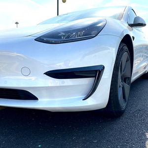 Tesla Model 3 Front Bumper Wind Blade Car Decal Piano Black Gloss Carbon Fiber Texture Exterior Modification - Product Image 1