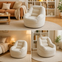 Modernes Cremefarbenes Sitzsack-Sofa mit Liegefunktion, Einzelnes Komprimiertes Sofa für Wohnzimmer und Apartment-Wohnzimmermöbel