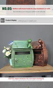 Boîte aux lettres murale en fer forgé, style idyllique rétro avec serrure, étanche, pour extérieur, accessoires de photographie, décoration - Product Image 3