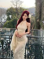 Maxi vestido blanco nuevo estilo chino mejorado Qipao verano y otoño desgaste elegante mujer Cheongsam