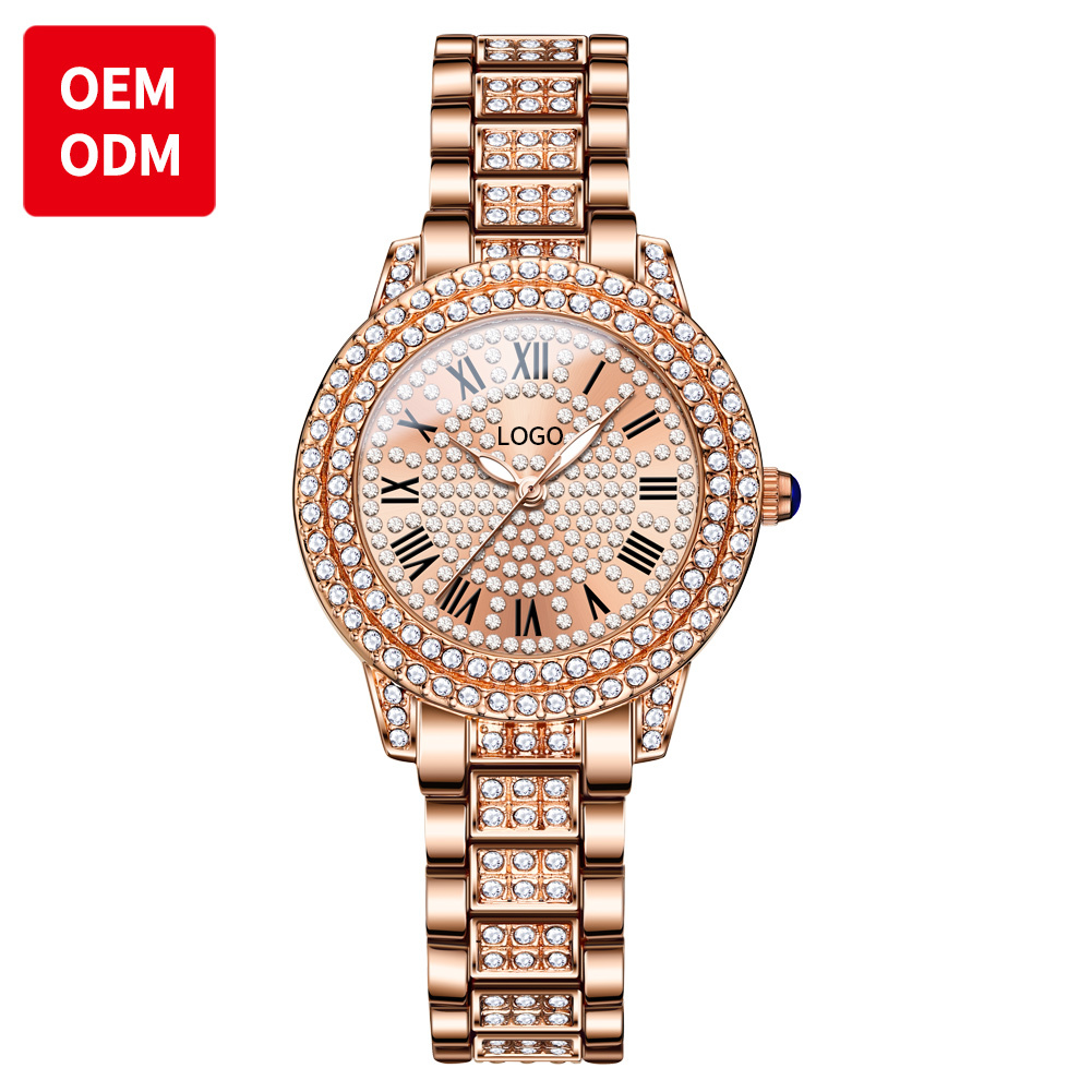 OEM Custom Low Moq Logo Watches for Women Luxury Bracelet Necklace Earring Ring Ladies Wrist Watch Gift Set Wholesale