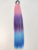 Extension de queue de cheval ombrée scintillante de 24 pouces, 100g, avec élastique, pour queue de cheval DIY colorée et étincelante