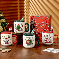 Cadeau de Noël créatif classique dessin animé père noël tasse en céramique avec cuillère pour cadeaux commerce extérieur Souvenir