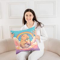 Housse de coussin mignonne en forme de capybara, 4 pièces, housse de coussin Bubble Tea, décoration Boba Tea, taie d'oreiller Kawaii, intérieur/extérieur, super doux