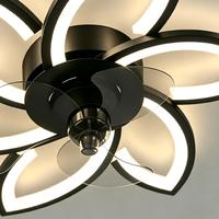 Ventilateur de plafond minimaliste 2-en-1 avec lumière, forme de fleur, télécommande, cadre en fer, acrylique, LED, pour l'éclairage domestique