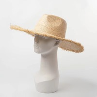 Chapeau de plage en raphia avec pompon, vente en gros