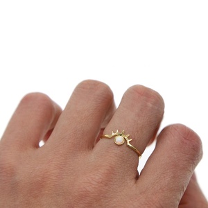 Anillo Minimalista de Oro con Circonita Cúbica 5A, Diseño de Ojo Turco, Regalo de Buena Suerte para Chicas, Novedad 2026 - Product Image 2