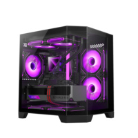 AntarcChill Micro-ATX PC Case Transparent Mid Tower for Office Computer Black Table Case Dustproof Filter Mini Fish Tank