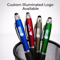 Stylo à bille tactile LED noir OEM DIY avec logo personnalisé imprimé UV, portable en plastique pour cadeaux de bienvenue