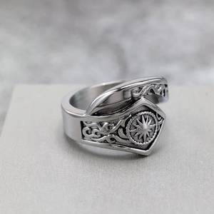 Anillo de Acero Inoxidable para Hombre, Diseño Geométrico con Patrón de Estrella, Estilo Hip Hop, Joyería para Regalo - Product Image 1