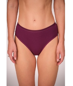 Culotte Hipster Femme Taille Moyenne en Coton Uni Violet Foncé avec Ceinture Élastique Simple – Douce, Lisse et Confortable - Product Image 1