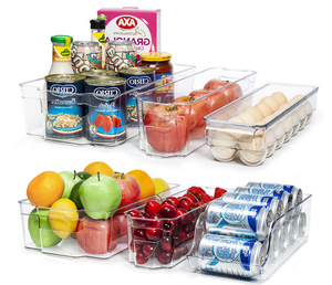 Food Storage Containers Fridge - Stackable Refrigerator Organizer Keeper Drawers with Lids for Veggie, Fruits and Vegetables
