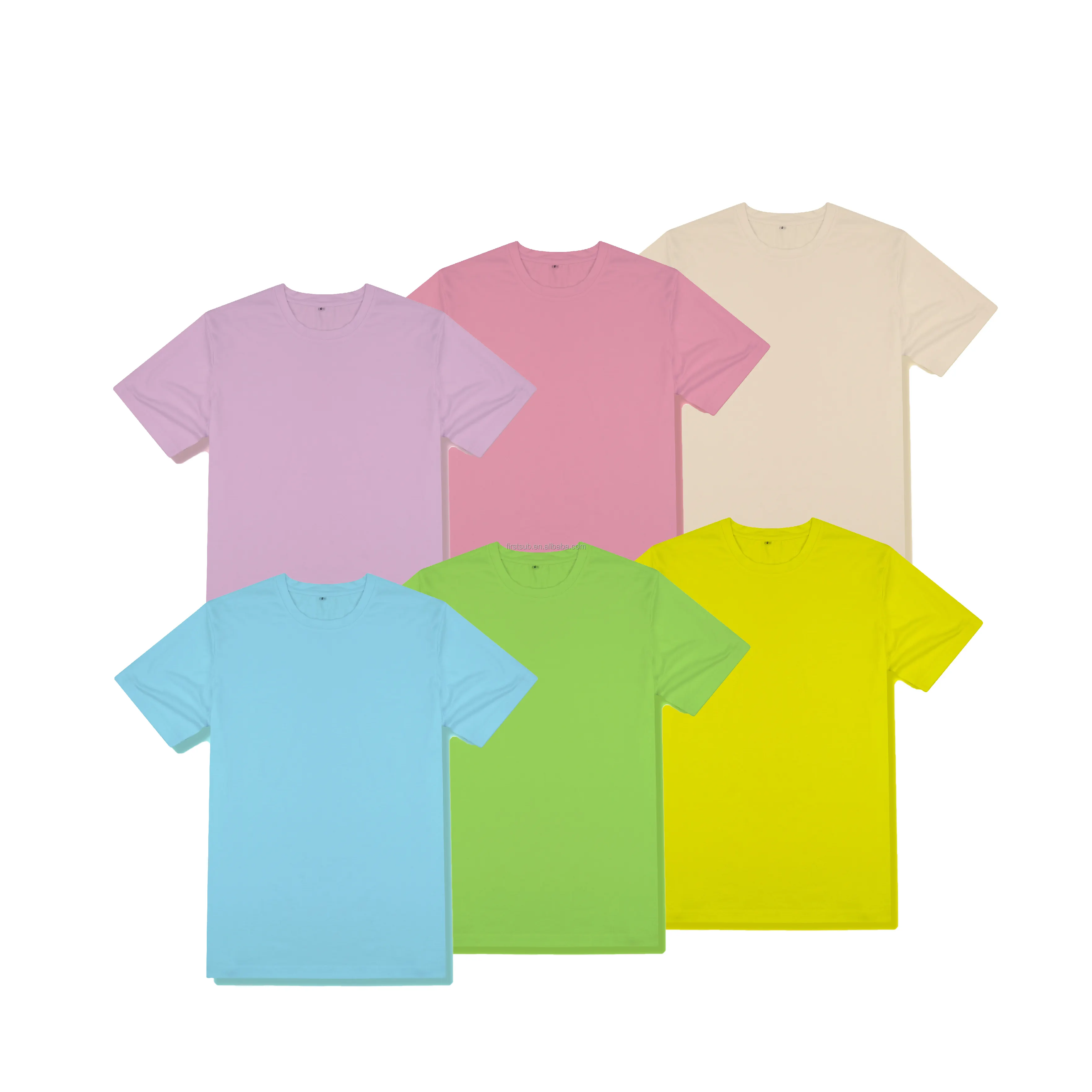 Custom Printed Ribbed Collar Round Neck Kids T Shirt Sublimation Plain Color Infant Toddler T-shirt