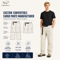Pantalon de randonnée convertible en nylon léger avec logo personnalisé, jambes amovibles à fermeture éclair, imperméable et respirant, pour la randonnée en montagne