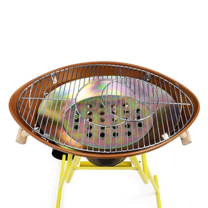 Mini barbecue portable en acier au charbon de bois, four à barbecue de style coréen moderne, émaillé en porcelaine, forme <span class=keywords><strong>ovale</strong></span>, pour extérieur - Product Image 2