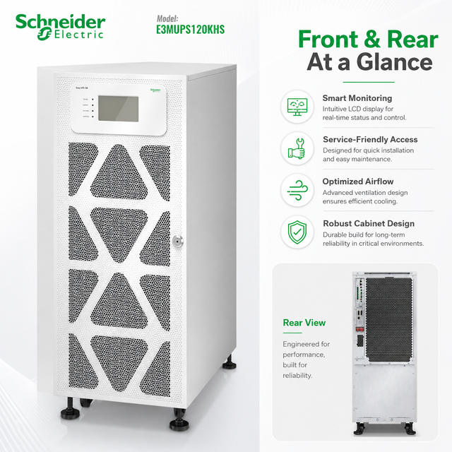 E3MUPS120KHS APC Schneider Easy UPS 3M 120kVA 400V 3:3 UPS For Data Center Communication Network Center Power System Modular UPS
