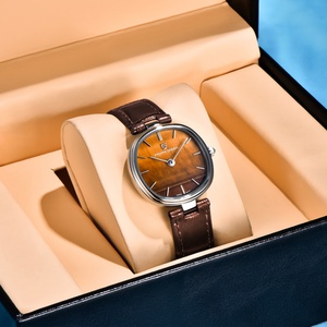 PAGANI Design 1825 Elegant Retro Sport <b>Watch</b> Natural Tiger Eye Stone Disc Sapphire Leather Strap Quartz Movement Women's <b>Watch</b> - Product Image 4