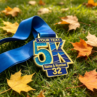 Médaille personnalisée de course à pied 5k/10k, marathon, anniversaire, avec paillettes, en alliage de zinc moulé sous pression, impression UV, récompense sportive pour les finalistes