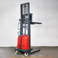 Chariot élévateur semi-électrique à fourche pour palettes, alimenté par courant alternatif, capacité 1000-2000 kg, batterie lithium-ion, 4 roues motrices, pneus en polyuréthane, levage latéral hydraulique