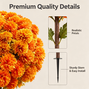 Alberi <span class=keywords><strong>di</strong></span> <span class=keywords><strong>fiori</strong></span> artificiali a forma <span class=keywords><strong>di</strong></span> palla <span class=keywords><strong>di</strong></span> crisantemi, cespugli topiari finti, decorazioni autunnali, <span class=keywords><strong>fiori</strong></span> <span class=keywords><strong>di</strong></span> calendula resistenti ai raggi UV con stelo per decorazioni casa <span class=keywords><strong>e</strong></span> giardino - Product Image 3