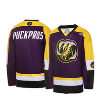 Jersey Latihan Hoki Ungu Logo Kustom Jersey Hoki Es Dewasa Bordir Tackle Twill Poliester Bernapas Cepat Kering OEM