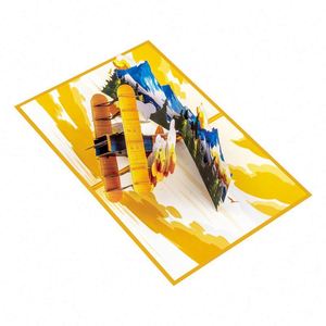 Carte de vœux 3D pop-up en forme d'avion - Carte d'anniversaire créative faite à la main, cadeau pour la fête des pères, modèle volant unique en papier pour papa - Product Image 3