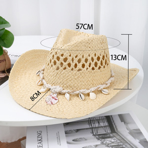 <span class=keywords><strong>Sombrero</strong></span> Vaquero Occidental Unisex con Bordado a Máquina y Diseño <span class=keywords><strong>de</strong></span> Concha, Ideal para Deportes al Aire Libre, Senderismo y Pesca - Product Image 2