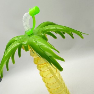 LEDライト付き ヤシの木カップ ストロー付き 光るティキバー 使い捨てドリンクグラス プールパーティー・夏イベント・テーマ別プロモーション用 - Product Image 3