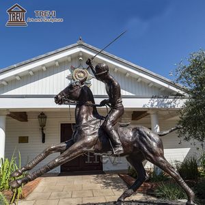 Estatua de Bronce de Caballo y Niño, Decoración de Jardín de Metal, Escultura Fundida de Jugador de Polo a Caballo - Product Image 5