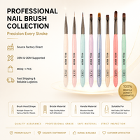 Kit de manucure pour débutants Peach Yan personnalisable, 8 stylos à ongles en acrylique, pointe triangulaire, carrée, flexible, en nylon, pour motifs floraux et lignes