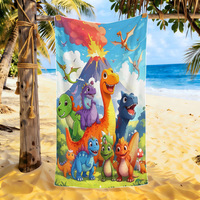 Kids Microfiber Sand Free Beach Towel Quick Dry Cute Dinosaur Cartoon Print Large Soft Pool Bath Towel For Boys Children Summer