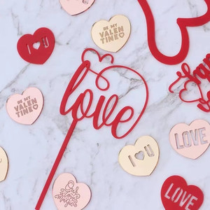 ท็อปเปอร์เค้กอะคริลิค รูปหัวใจ ตกแต่งเค้กวันวาเลนไทน์ ด้วยน้ำผึ้งและความหวาน - Product Image 4