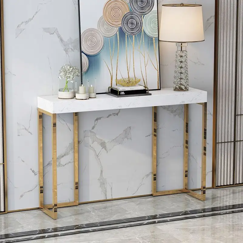 Edelstahl Marmor Eingangs tisch gegen die Wand Nordic minimalist ischen Korridor Schreibtisch Licht Luxus Eingangs halle Schrank