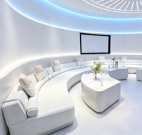 Canapé de bar lounge moderne pour discothèque, VIP, noir, modulaire, banquette de salon d'hôtel, sièges LED, ensemble de bar KTV, acier inoxydable, pour salon