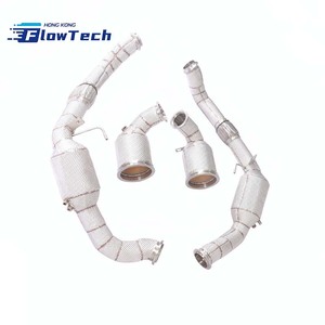 Tuyau de descente à haut débit FlowTech SS304 avec bouclier thermique et OPF pour Porsche Panamera 976 2.9T V6 2024+ – Fixation directe par boulons - Product Image 1