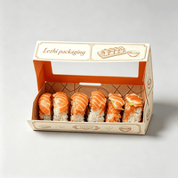 Boîte à lunch en papier kraft biodégradable avec fenêtre transparente, logo personnalisé, pour sushis, salades, emballages à emporter
