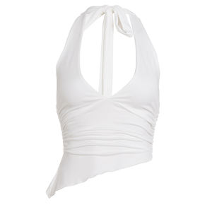 Top asymétrique sans manches à col en V profond, bretelles, dos nu, minimalisme, loisirs, sexy, débardeur - Product Image 6