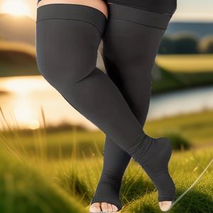 Chaussettes de compression grande <span class=keywords><strong>taille</strong></span> <span class=keywords><strong>pour</strong></span> femmes et hommes, hauteur cuisse, <span class=keywords><strong>pour</strong></span> petites varices, caillots sanguins, arthrite - Product Image 1