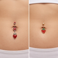 Xinfocus Meilleure Vente Piercing de Nombril en Acier Inoxydable, Anneau de Nombril Fraise, Bijou de Piercing Corporel