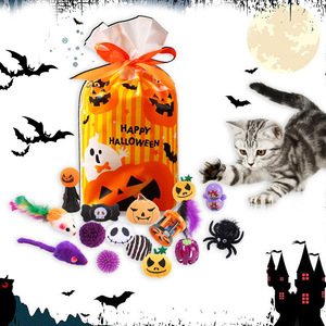 Juicepet ชุดของเล่นสัตว์เลี้ยงฮาโลวีนใหม่ชุดของเล่นสัตว์เลี้ยงหลากสไตล์ตลกแมวของเล่นเคี้ยวของเล่นรูปแมงมุมฟักทอง - Product Image 3