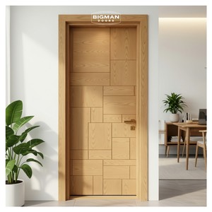 <span class=keywords><strong>Porte</strong></span> intérieure américaine pré-assemblée en bois massif de noyer, texturée 3D, bloc asymétrique, en contreplaqué étanche pour salle de bain - Product Image 2