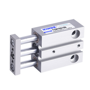Cylindre guidé triaxial XINDE TCM10X15S à double action, corps en aluminium avec tiges de guidage - Product Image 1
