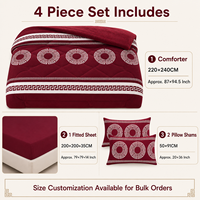 Ensemble de couette Borrego imprimé 4 pièces avec drap-housse, prêt à être expédié, ensemble de couette Sherpa, ensemble de literie pour l'hiver