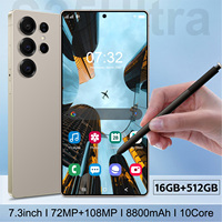 Smartphone S25 Ultra HD grand écran 5G, 16 Go + 512 Go de stockage, Android 14, S-Pen, navigation GPS, déverrouillage facial, double SIM