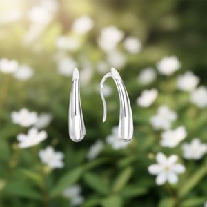 E4523 Orecchini a goccia in oro bianco, gioielli classici unisex alla moda - Product Image 2